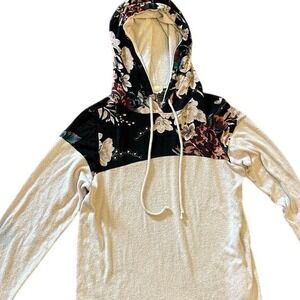 Lovely Melody Floral Colorblock Lightweight Hoodie Sweatshirt Size Medium
